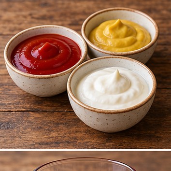 Ilustracja poglądowa: Ketchup / musztarda / śmietana